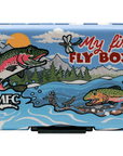 MFC Poly Fly Box by Montana Fly Company featuring playful trout and insects design for fly fishing at Freestone Fly Shop