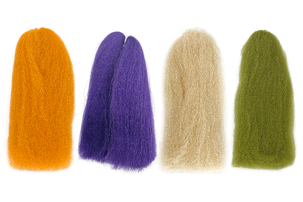 MFC Widow's Web hydrophobic fly tying material in orange, purple, cream, and green by Montana Fly Company at Freestone Fly Shop