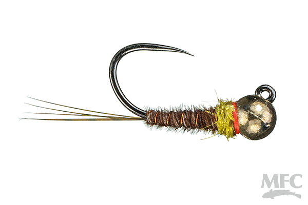 MFC Jig Frenchie - Yellow by Montana Fly Company, durable perdigon style fly fishing lure at Freestone Fly Shop