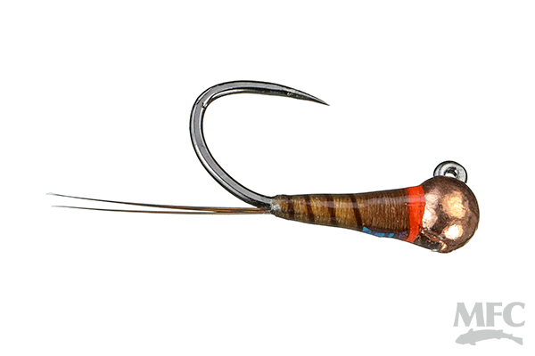 MFC Barbless Jig Napoleon - Brown by Montana Fly Company, tungsten Perdigon style nymph at Freestone Fly Shop