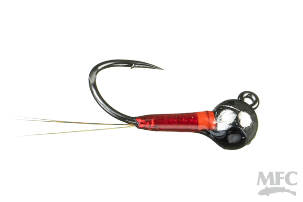 MFC Jig Lucent Tag Perdigon - Red/Red Ass by Montana Fly Company, durable perdigon fishing fly at Freestone Fly Shop
