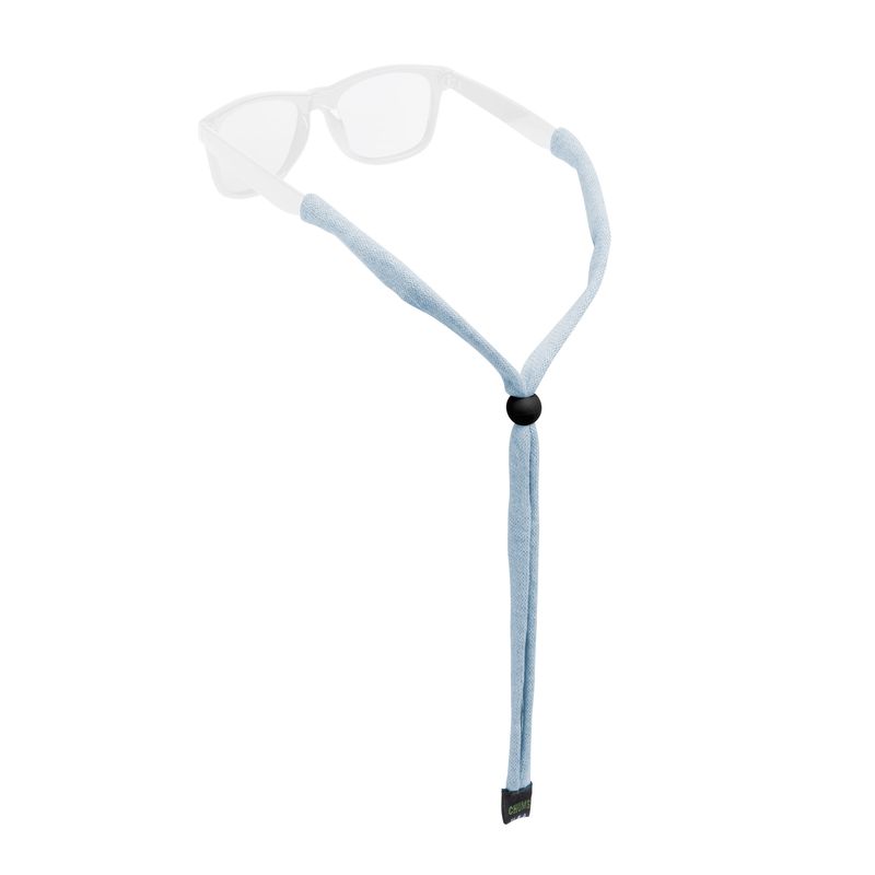 Chums Upcycled Cotton Retainer in light blue designed to secure sunglasses during outdoor activities at Freestone Fly Shop