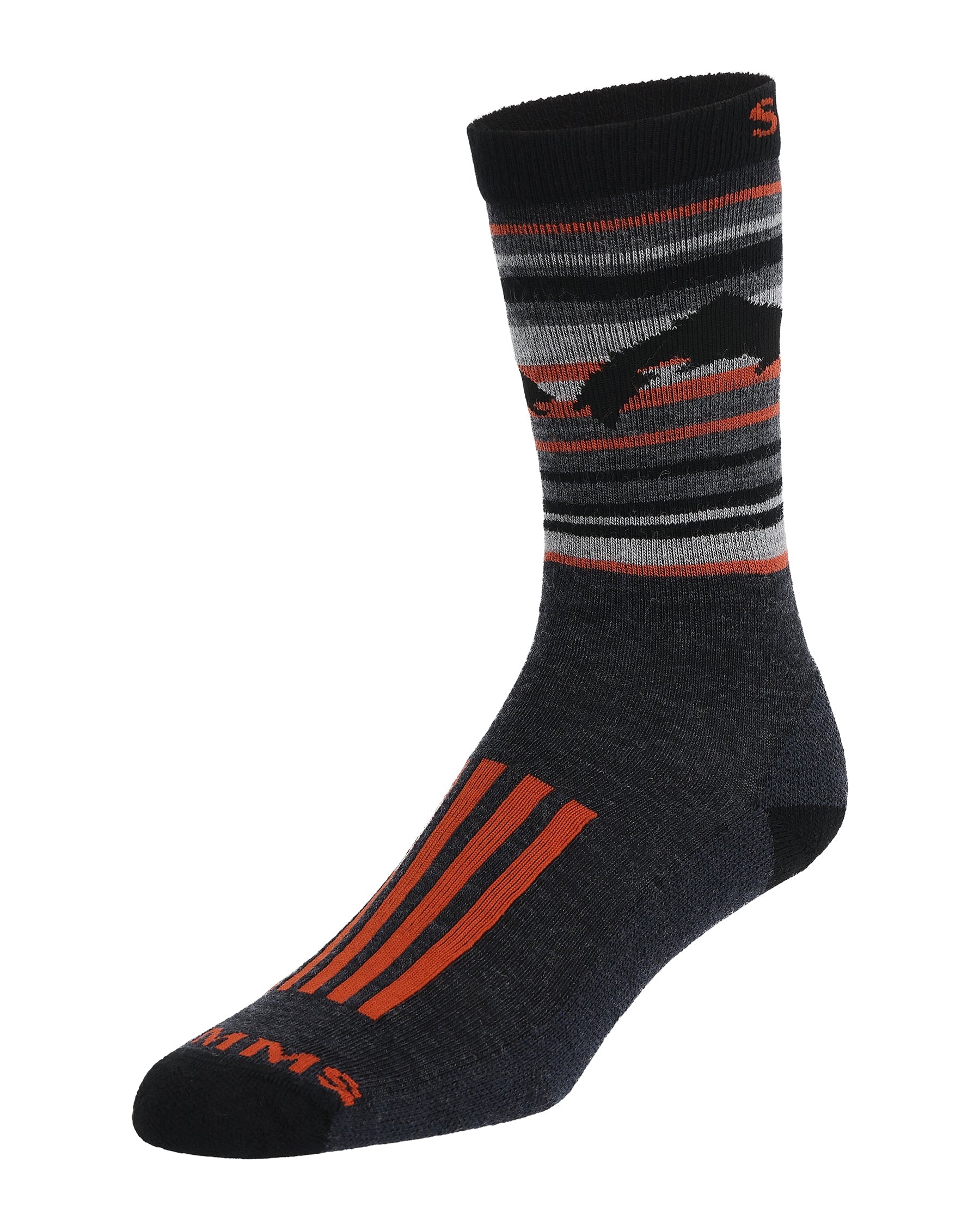 M's Daily Sock - Carbon by Simms Fishing Products mid-calf Merino wool sock with moisture wicking at Freestone Fly Shop