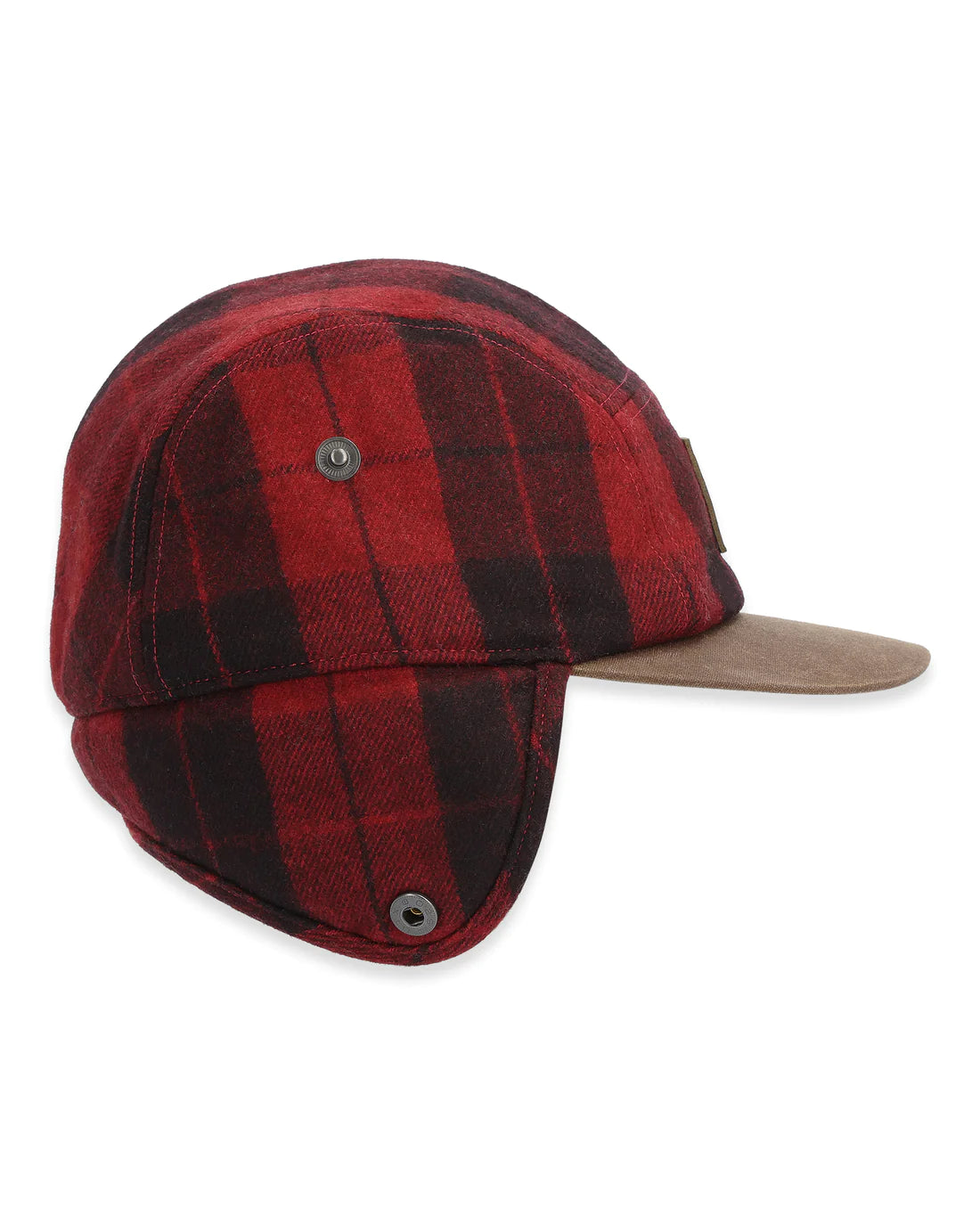 Simms Cold Weather Cap by Simms Fishing Products plaid polyester wool blend cap with sherpa lining for cold weather fishing apparel