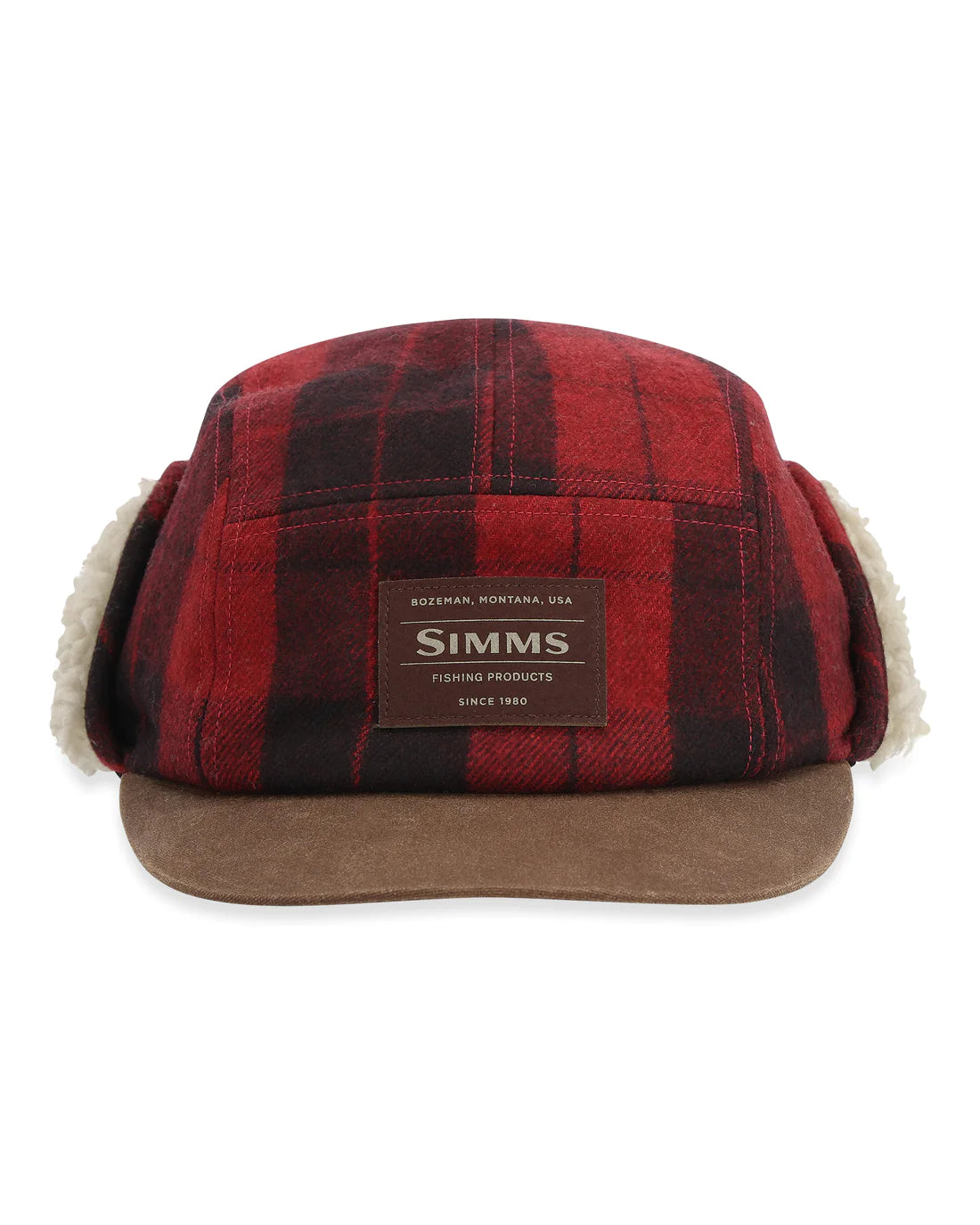 Simms Cold Weather Cap by Simms Fishing Products plaid polyester wool blend with sherpa ear flaps for fishing apparel