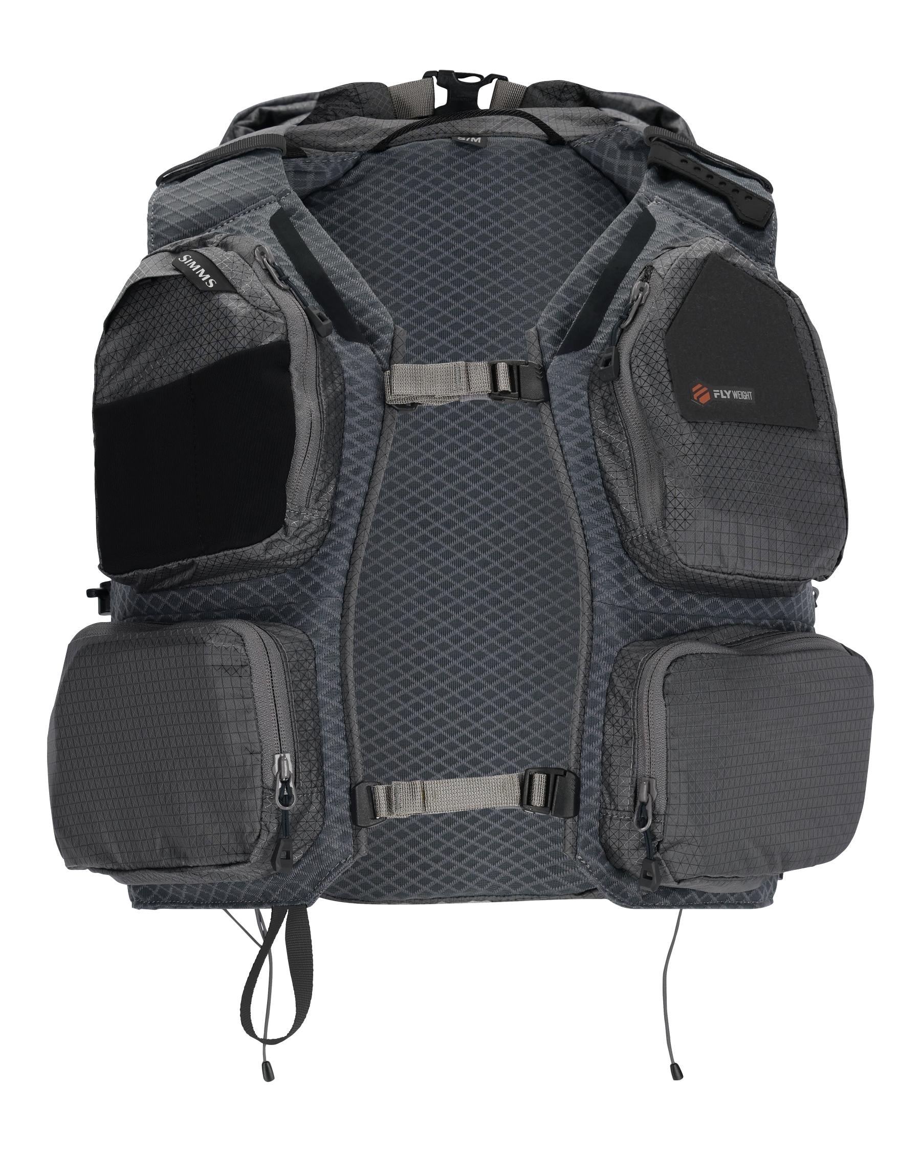 Simms Flyweight Vest Pack - Smoke by Simms Fishing Products, lightweight vest pack with multiple storage at Freestone Fly Shop