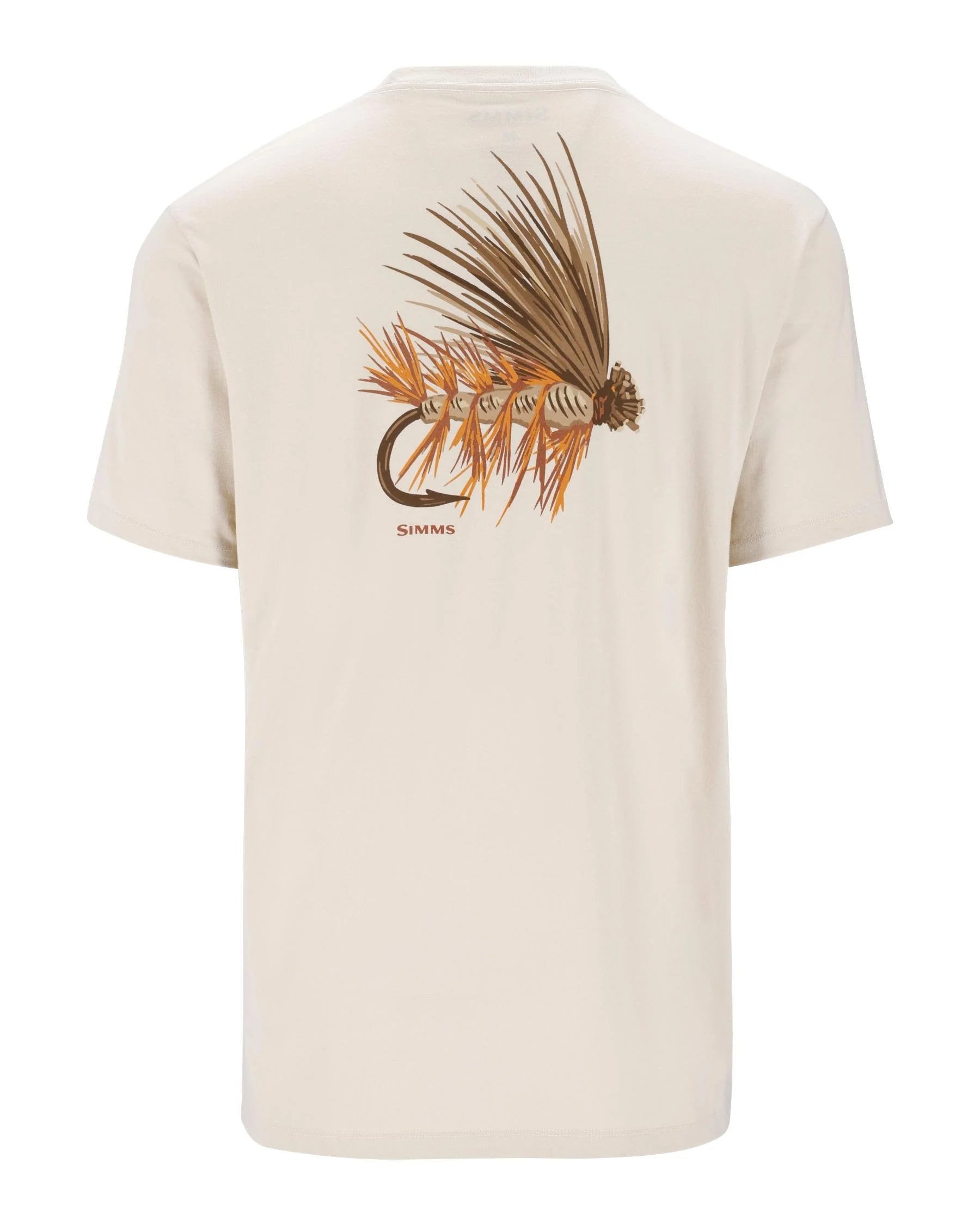 Simms Men's Let it Fly T-Shirt - Natural with fly fishing lure graphic from Simms Fishing Products at Freestone Fly Shop