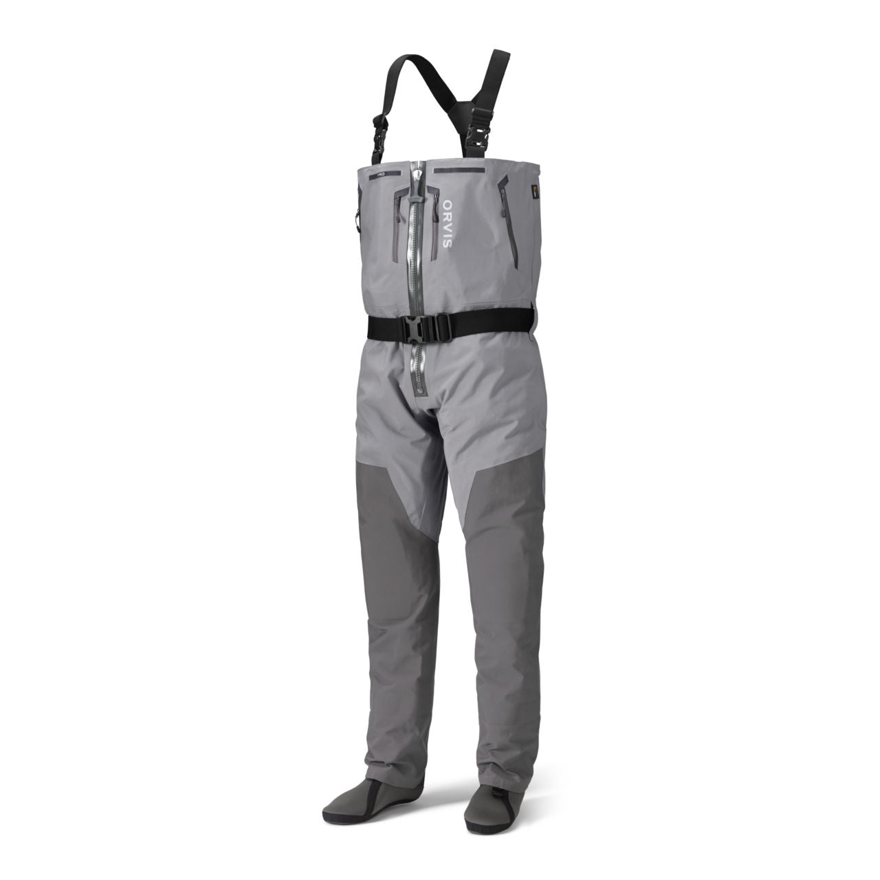 Orvis Pro Zipper Waders in gray with adjustable suspenders designed for comfort and ease at Freestone Fly Shop