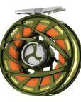 Orvis Mirage LT Fly Reel in olive green with bright fly line for lightweight fly fishing at Freestone Fly Shop