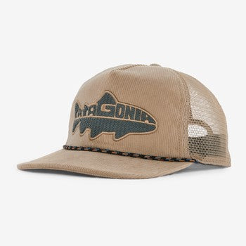 Patagonia Fly Catcher Hat in organic cotton corduroy with recycled mesh back and embroidered fish patch at Freestone Fly Shop