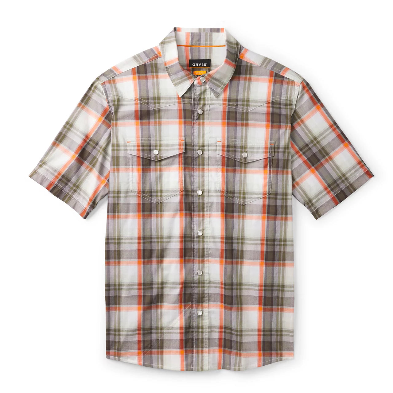 Orvis River Guide Short Sleeve Western Shirt - Rosemary/Apricot Plaid