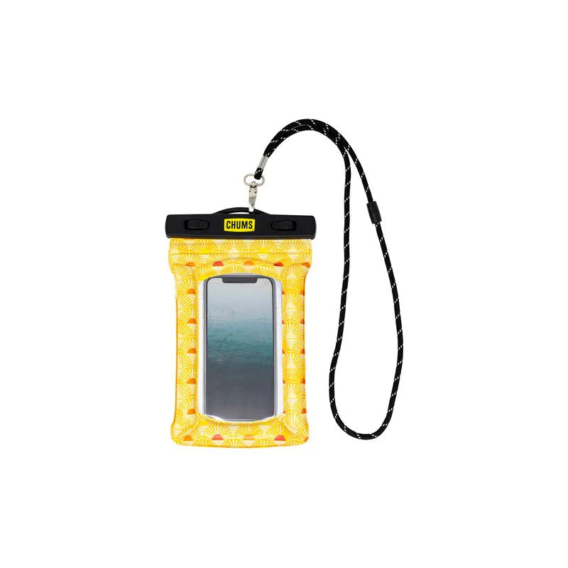 Chums Floating Phone Protector in yellow with lanyard to keep phones dry and afloat by Chums at Freestone Fly Shop