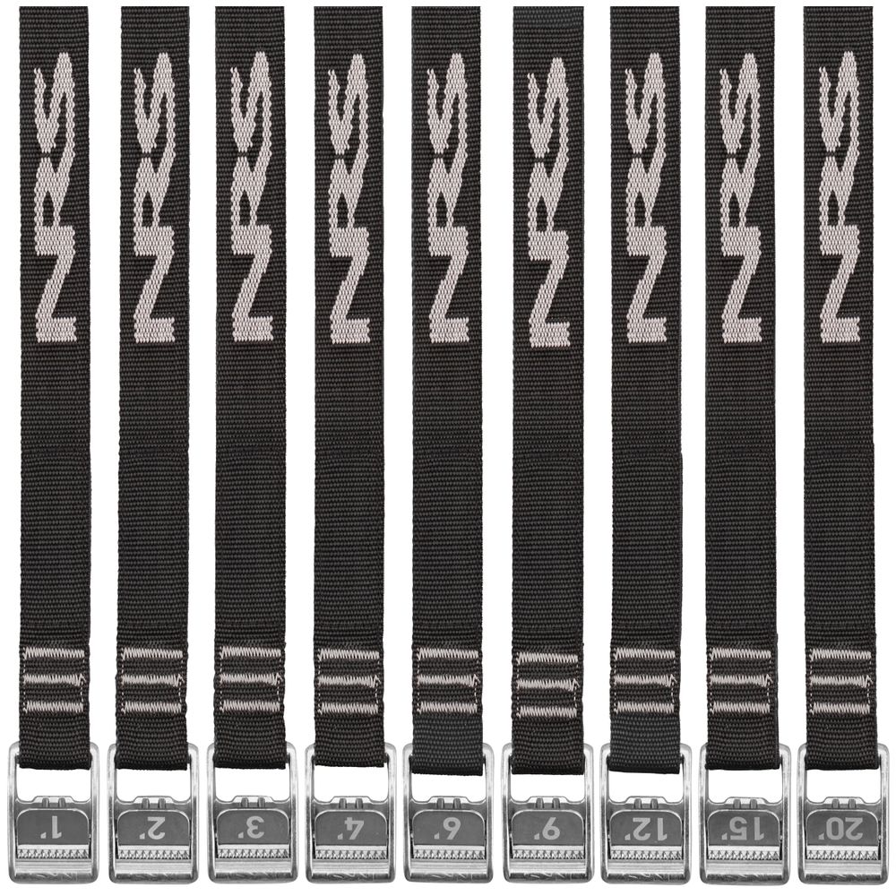 NRS 1" Strap Pair Stealth Black with metal buckles numbered for gear tie down by NRS at Freestone Fly Shop