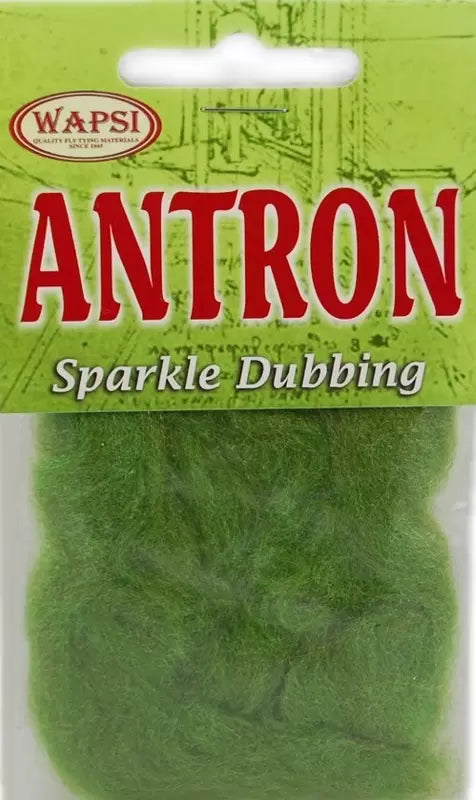 Antron Dubbing in green fiber with translucent sparkle effects for innovative fly tying and crafting fishing flies