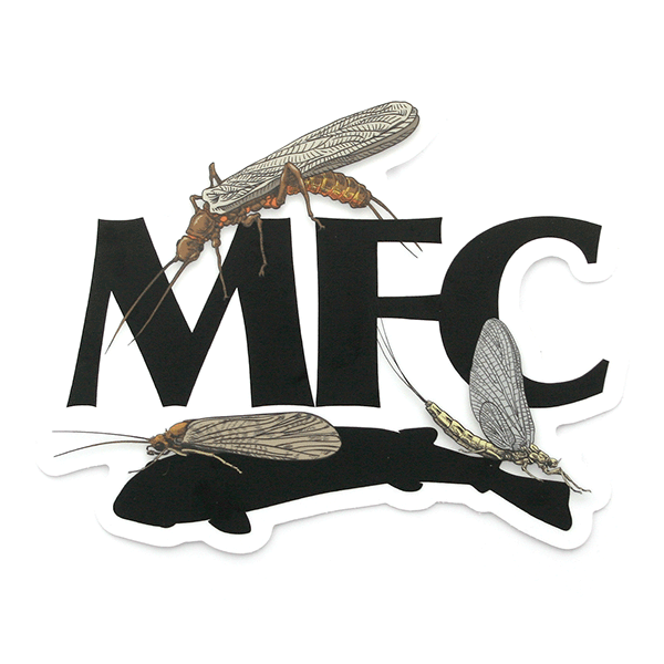 Montana Fly Company Stickers featuring detailed insect illustrations and bold MFC logo at Freestone Fly Shop