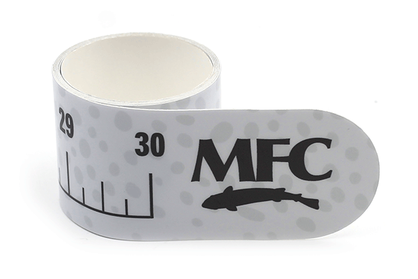 Montana Fly Company Stickers vinyl measuring tape decal with fish silhouette and MFC logo at Freestone Fly Shop