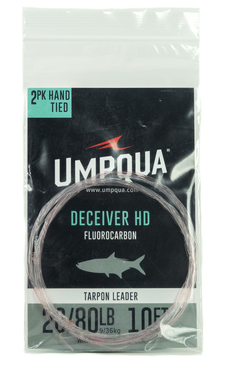 Umpqua Deceiver HD w/Pink Fluorocarbon Tarpon Leader by Umpqua Feather Merchants 2-pack hand tied fishing leaders