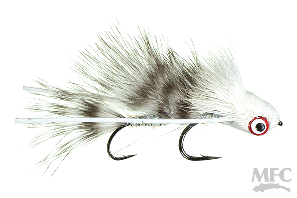 MFC Galloup's Barred Micro Dungeon - White by Montana Fly Company, durable streamer fly at Freestone Fly Shop for fly fishing