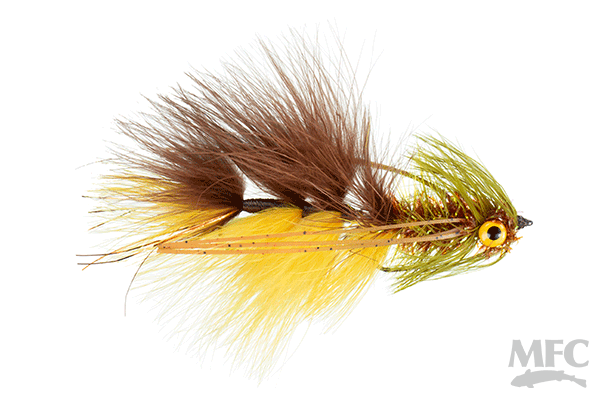 MFC Galloup's Bighole Bug - Brown/Yellow by Montana Fly Company, premium fly fishing lure at Freestone Fly Shop