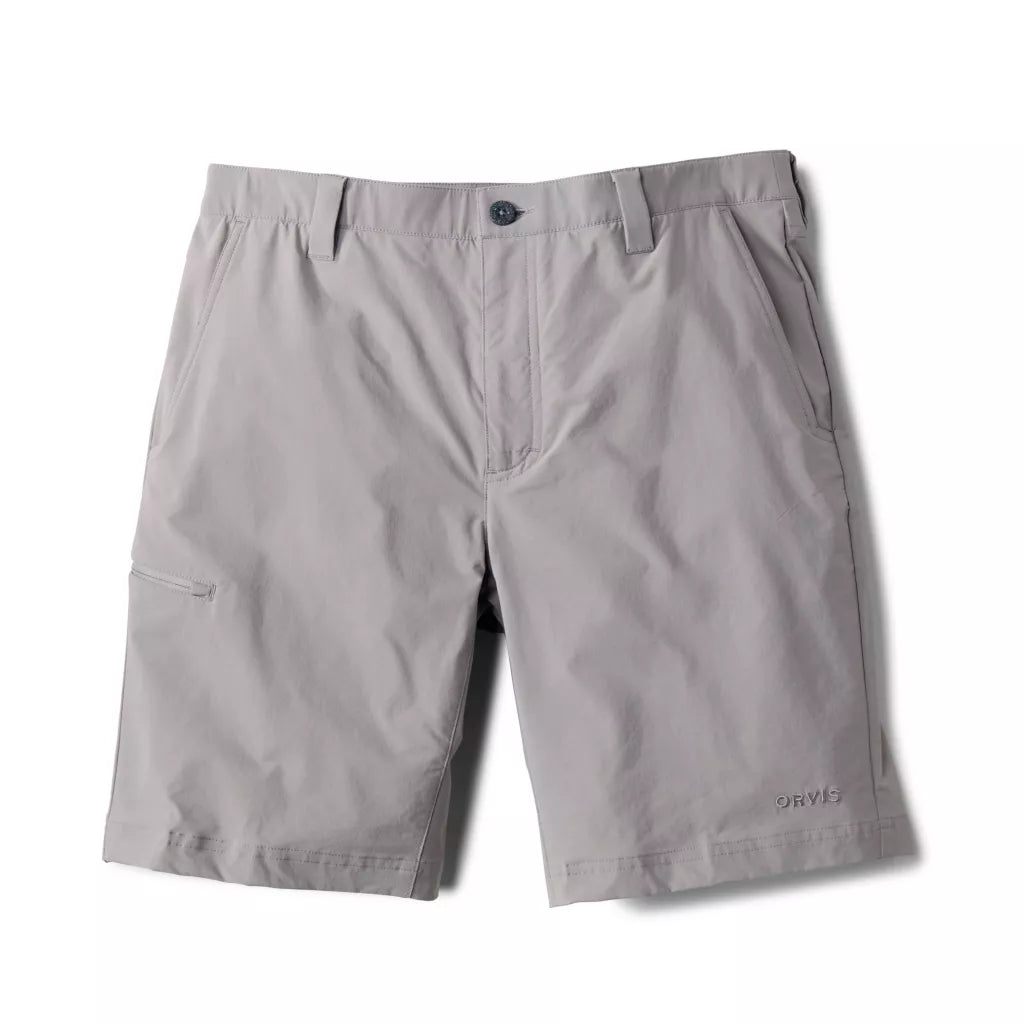 Orvis Jackson Quick Dry Short in light gray with improved fit, eco-friendly stretch fabric, and enhanced pocket design at Freestone Fly Shop
