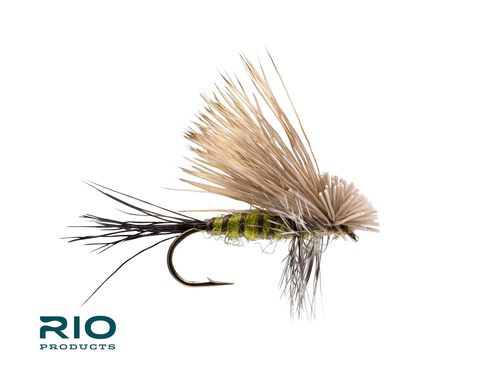 Rio Flies - Hairwing Drake Green with detailed hackle and woolly wing for fly fishing at Freestone Fly Shop