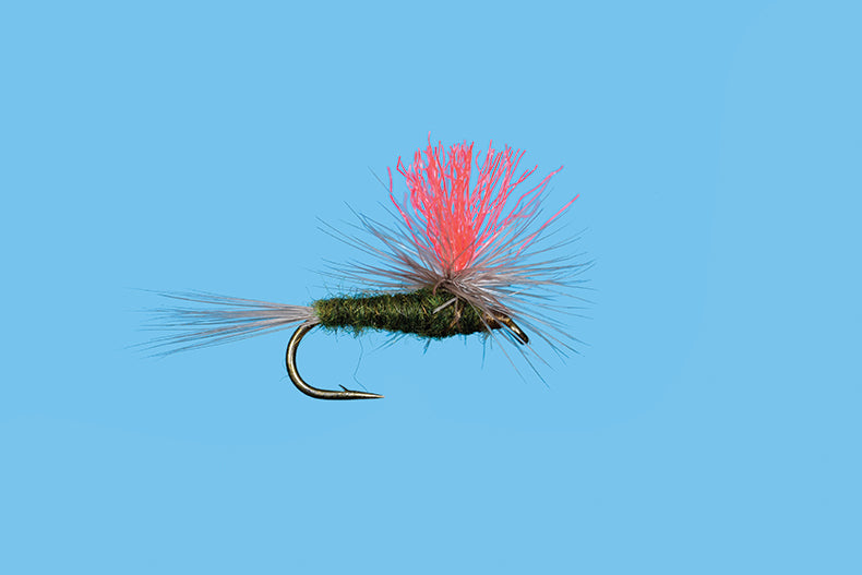 Solitude Flies - Hi-Vis BWO mayfly imitation with bright orange indicator tied for fly fishing at Freestone Fly Shop