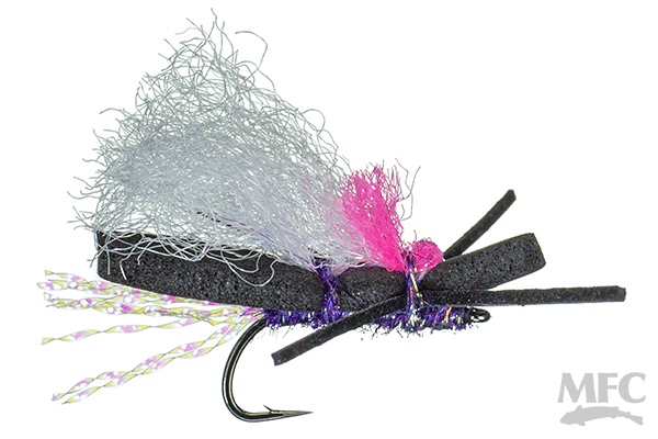 MFC Hi-Vis Micro Chubby - Black/Purple by Montana Fly Company, visible chubby style fly for fly fishing at Freestone Fly Shop