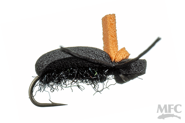 MFC Jake's Gulp Beetle - Black by Montana Fly Company, realistic beetle fly with orange indicator for fly fishing at Freestone Fly Shop