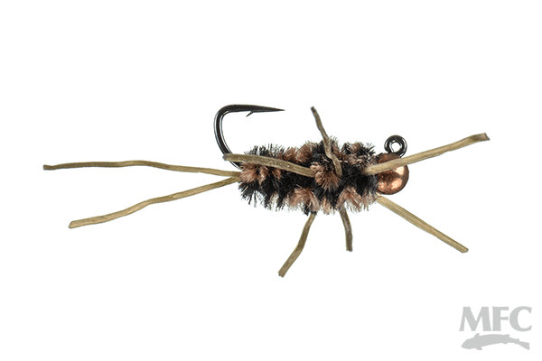 MFC Jig BH Girdle Bug - Coffee/Black by Montana Fly Company, durable fly fishing lure for Freestone Fly Shop