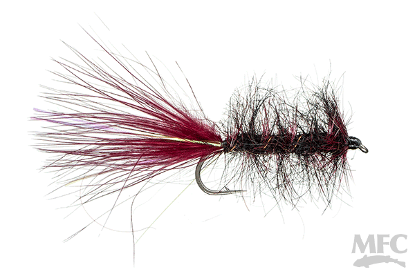 MFC Rickards' Seal Bugger 2 - Black & Burgundy by Montana Fly Company, detailed fly fishing lure at Freestone Fly Shop