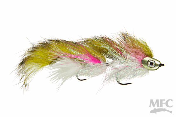 MFC Strolis' Mini Ice Pick - Olive/White by Montana Fly Company, premium fly fishing lure at Freestone Fly Shop