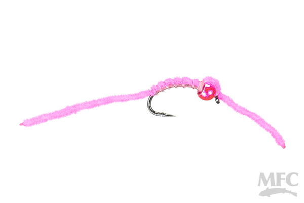MFC Tungsten BH Micro Worm - Pink by Montana Fly Company, durable worm fishing fly at Freestone Fly Shop