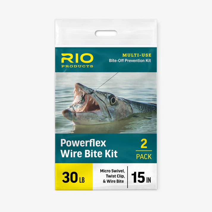 Rio Powerflex Wire Bites (2-Pack) by Farbank Pros showing 30LB swivel and wire bite setup for fly fishing leaders