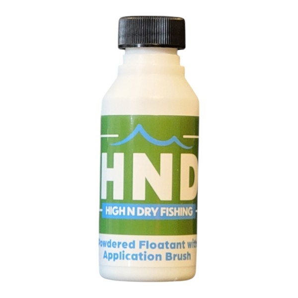 High n Dry Powdered Floatant W/Brush providing a fine invisible coating to enhance dry fly fishing at Freestone Fly Shop