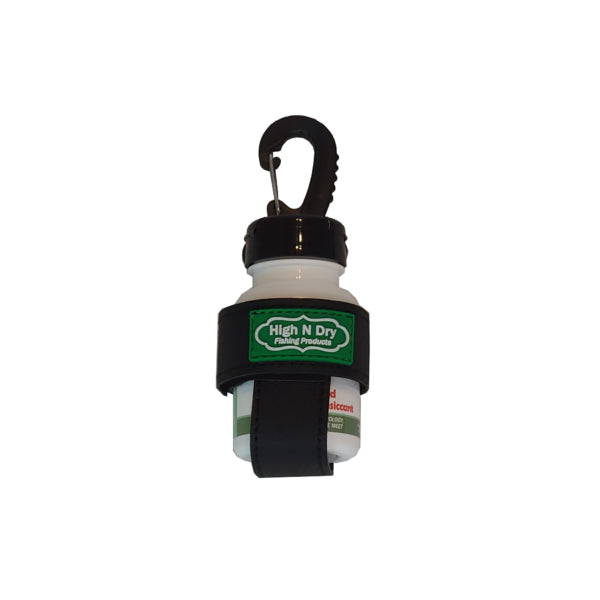 High N Dry Gel Floatant Holder with secure clip and strap designed for carrying High N Dry fishing products at Freestone Fly Shop