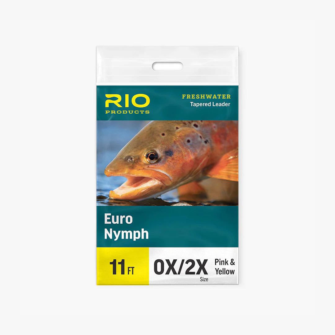 Rio Euro Nymph Leader 0X/2X by Farbank Pros, 11ft tapered design for precision fly fishing at Freestone Fly Shop