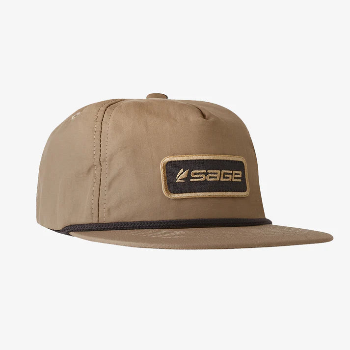 Sage Nylon Guide Hat in tan with embroidered logo and snap-back, fishing apparel from Farbank Pros and Freestone Fly Shop
