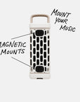 Turtle Box Ranger portable speaker by Turtlebox Audio showing magnetic mounts for easy outdoor use