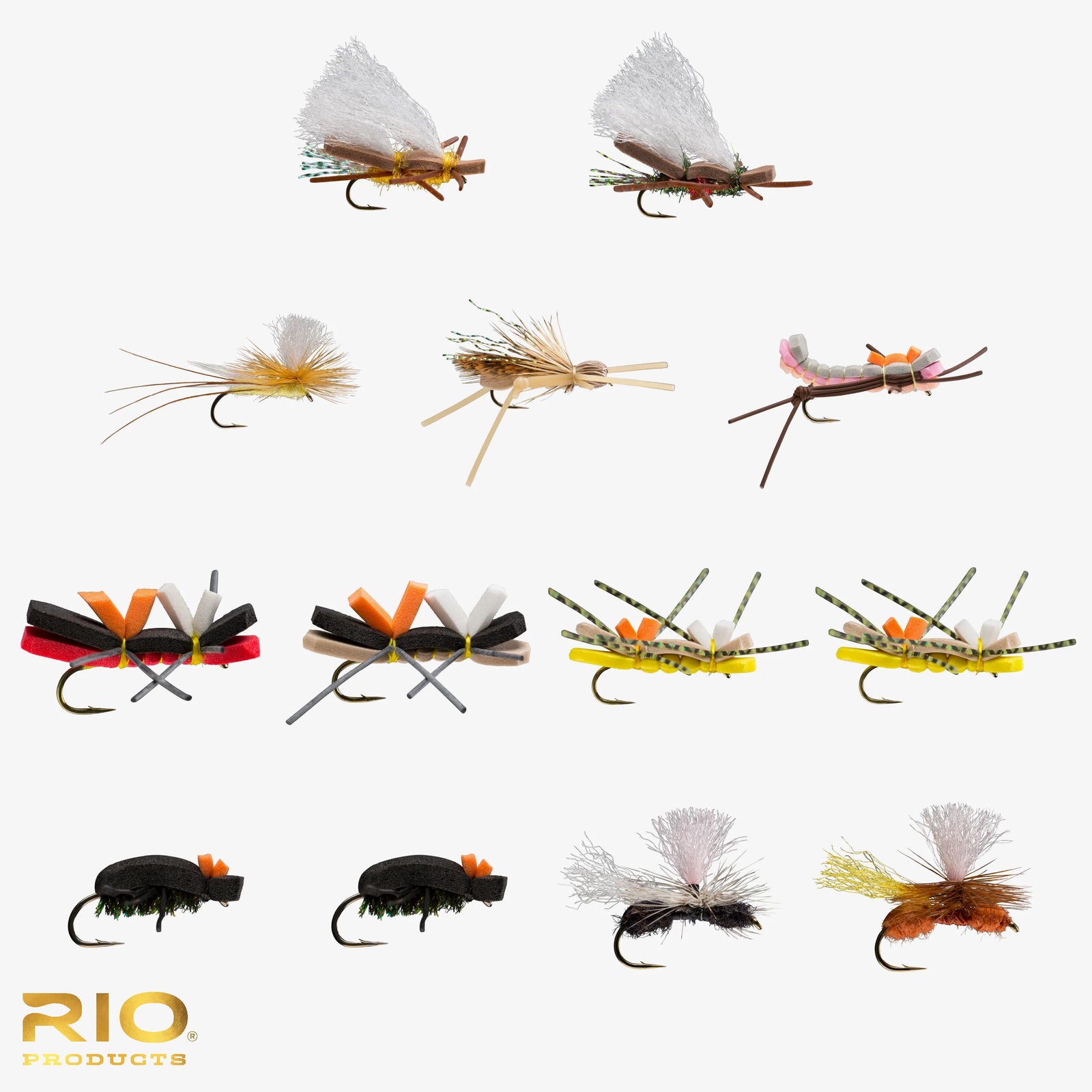 Rio Flies - Terrestrial Assortment featuring diverse ant, hopper, and beetle designs for effective fly fishing at Freestone Fly Shop