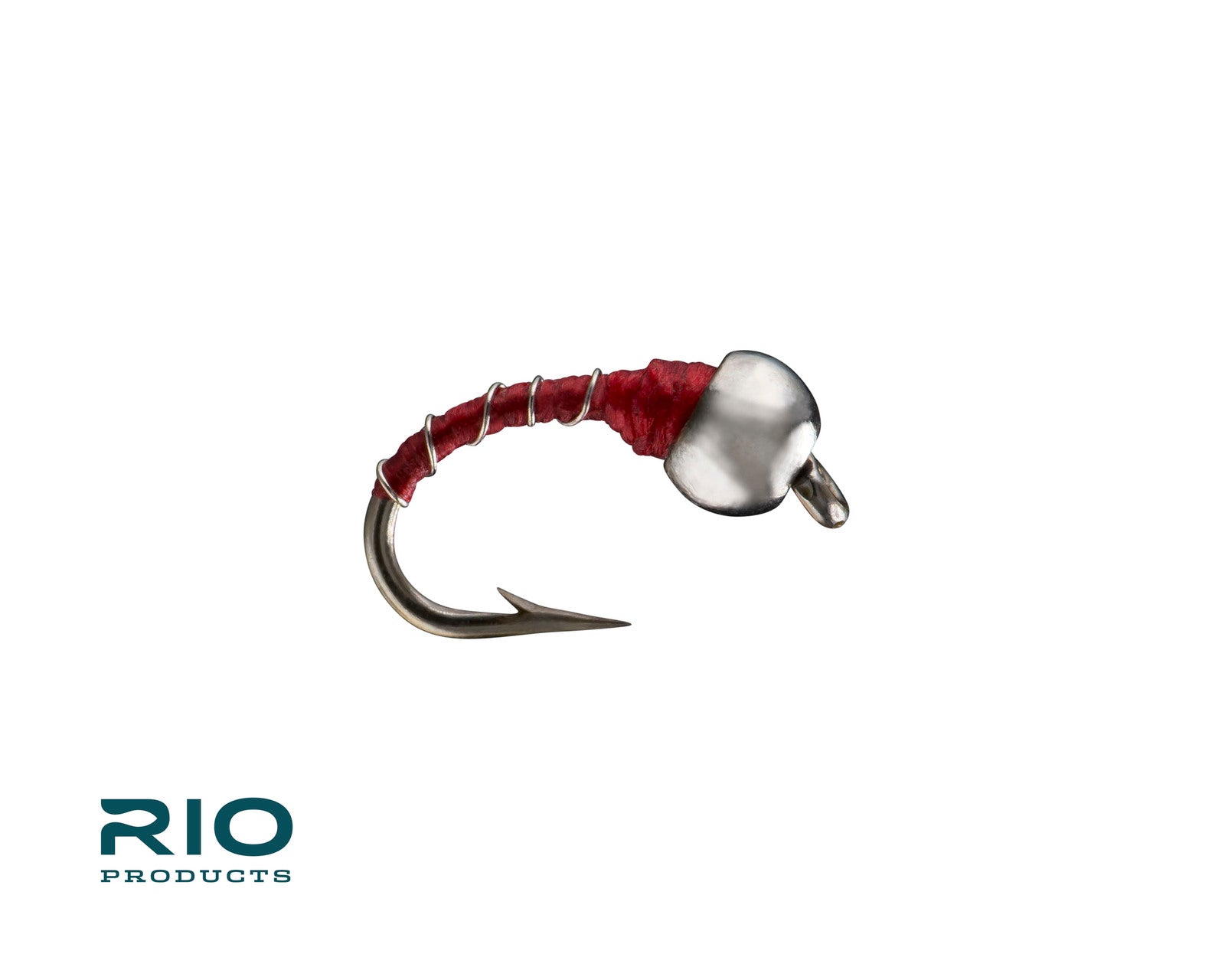 Rio Flies - Tungsten Zebra Midge Red with weighted bead head and segmented body for effective nymph fishing at Freestone Fly Shop