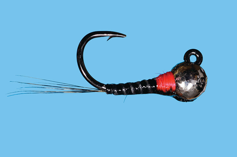 Solitude Flies - Tungsten Jig Perdigon - Black with detailed tungsten bead and precise materials for fly fishing at Freestone Fly Shop
