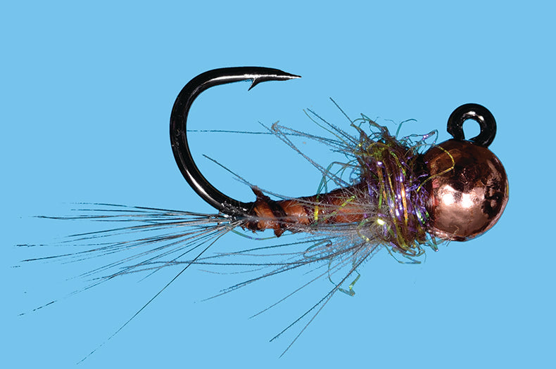 Solitude Flies - Tungsten Jig SF - Olive with copper bead and intricate dubbing for fly fishing at Freestone Fly Shop