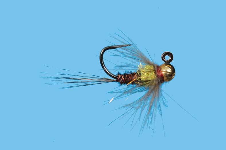 Solitude Flies - Tungsten Jig Yellow Spot featuring weighted bead and detailed fly tying for fly fishing at Freestone Fly Shop