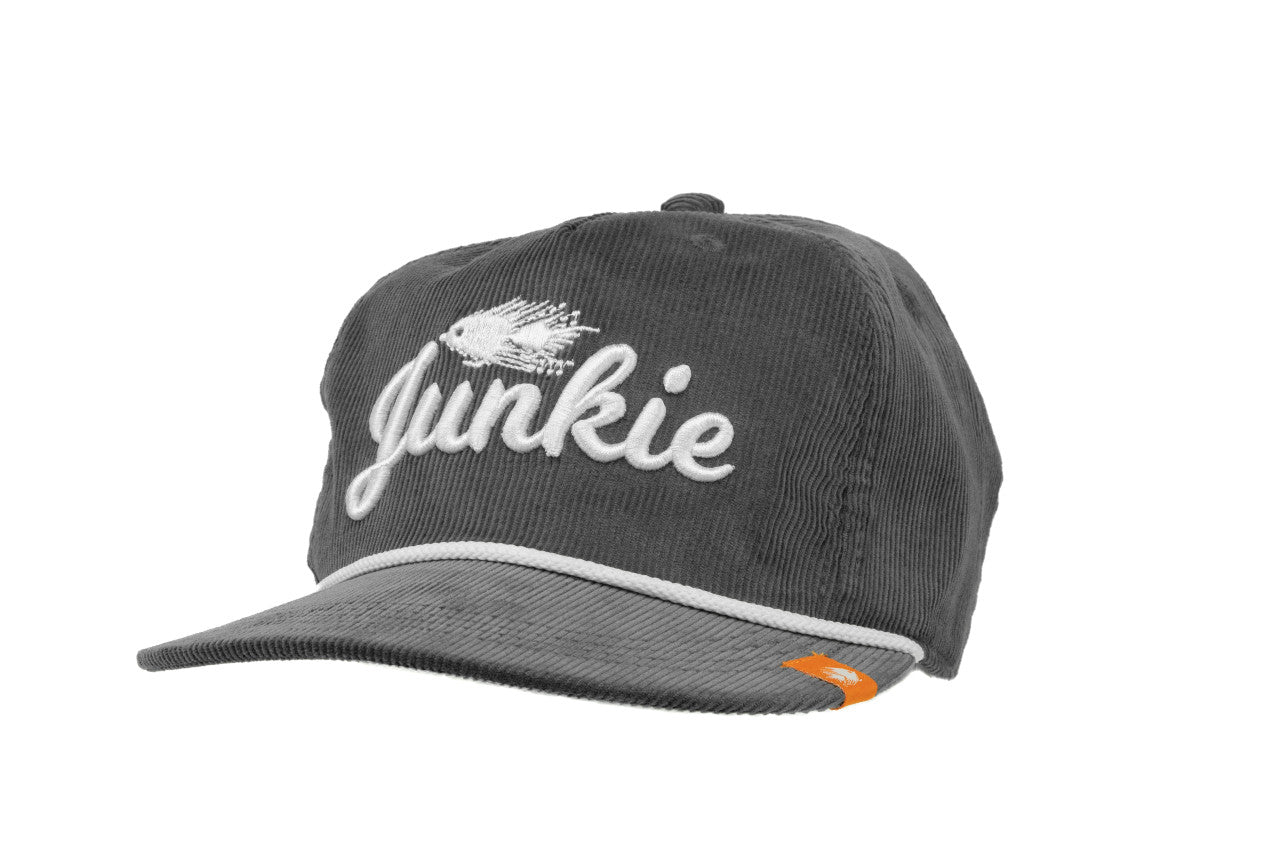 Umpqua Corduroy Streamer Junkie Hat - Gray by Umpqua Feather Merchants with 3D embroidery and snap-back design