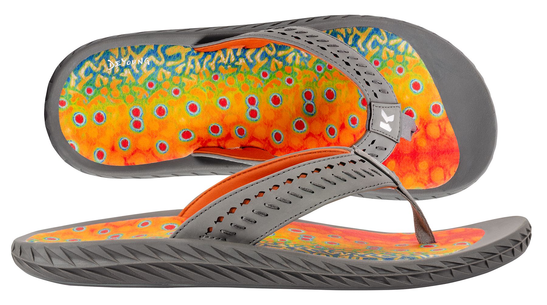 Korkers Fish Flip sandal with Cush-Tech EVA footbed and non-marking Kling-On Deck sole at Freestone Fly Shop