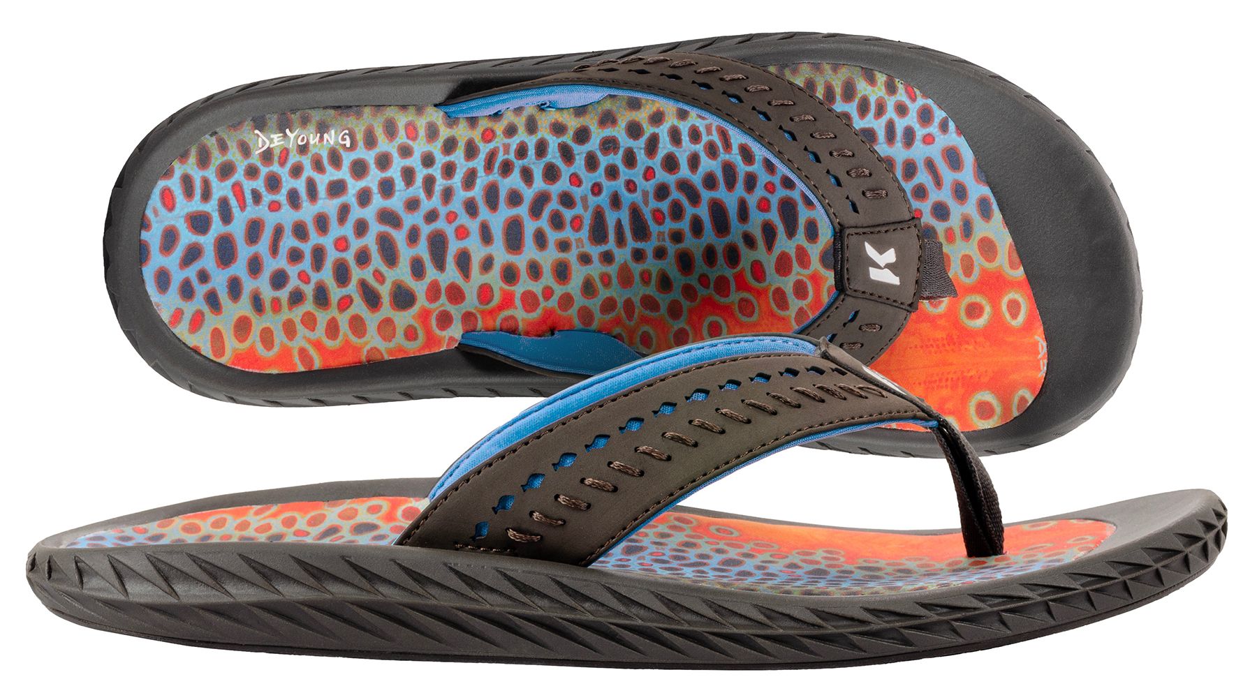 Korkers Fish Flip sandal with Cush-Tech EVA footbed and non-marking Kling-On Deck sole by Korkers at Freestone Fly Shop