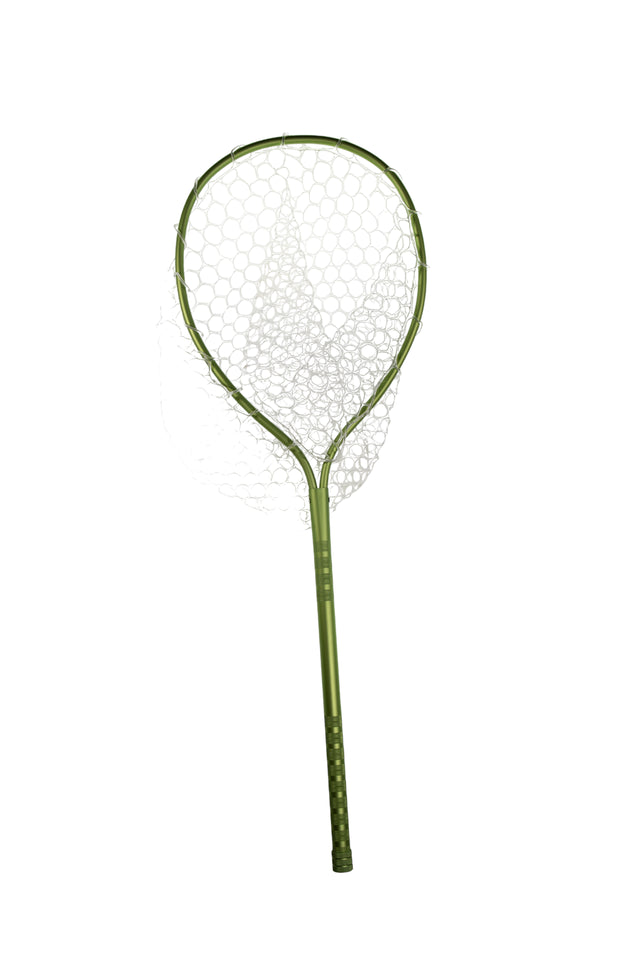 New Phase Aluminum Mid Length Net with lightweight anodized frame and fish-friendly rubber basket by New Phase Inc for fly fishing
