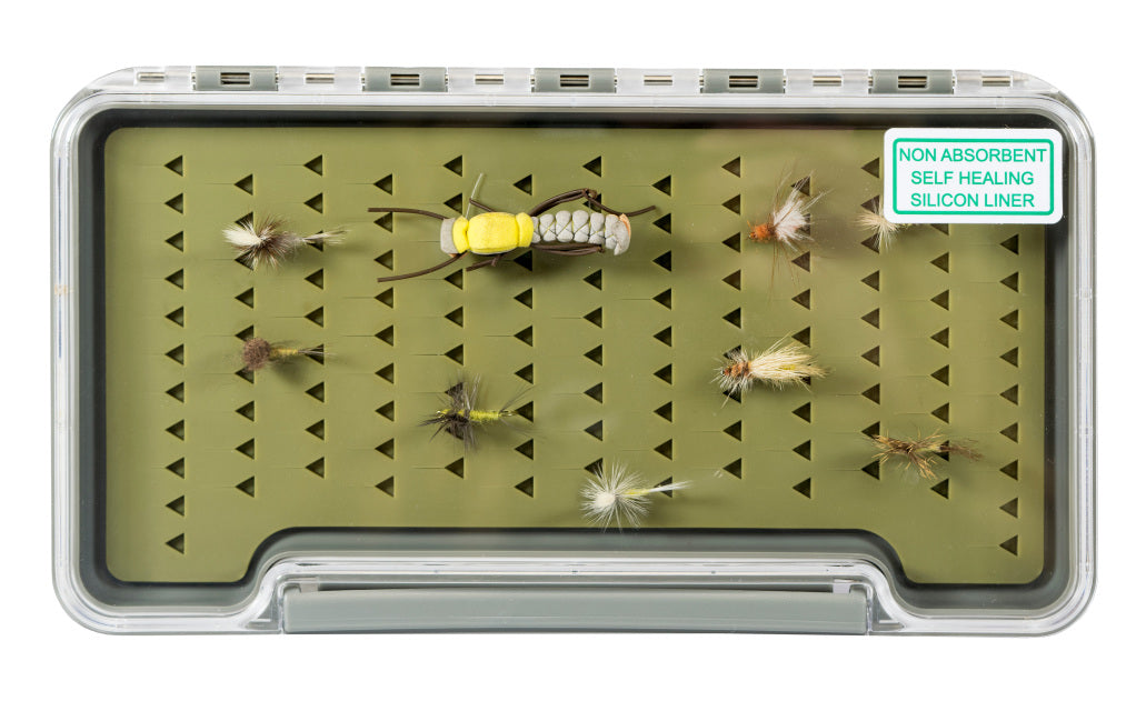 New Phase 1319 Thin Silicone Fly Box by New Phase Inc with durable non-absorbent silicone liner for fly fishing organization