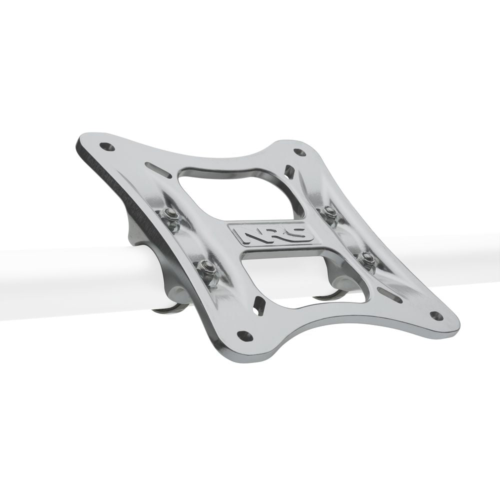 NRS Universal Seat Plate by NRS with hot-forged aluminum design mounting on white pipe at Freestone Fly Shop
