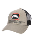 Simms Trout Icon Trucker by Simms Fishing Products low crown cap with trout patch and breathable mesh back for fishing apparel fans